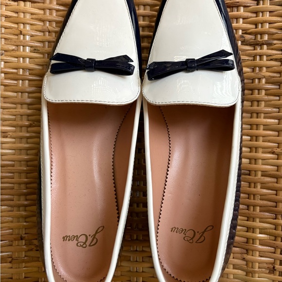 J. Crew Navy and White Patent Leather Loafers with Bow - Picture 6 of 6